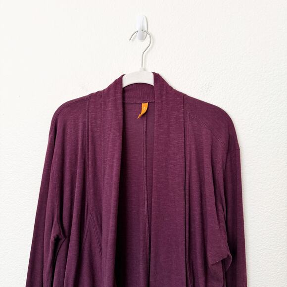 [Lucy] Purple Open Front Slub Knit Cocoon Cardigan Cozy Wrap Sweater *Flaw Sz XL - Picture 3 of 11